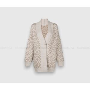 Brunello Cucinelli Women's Cashmere Blend Cardigan Sweater Argyle Size XXS